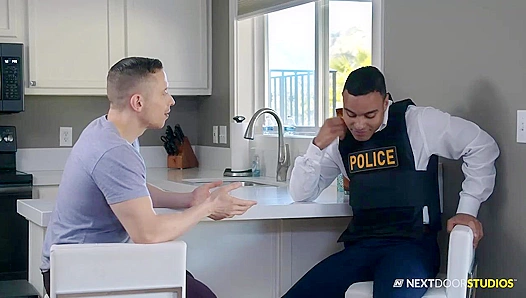 Sultry Sting Operation: Dante Surrenders to Lust as Hot Cops Claim Him