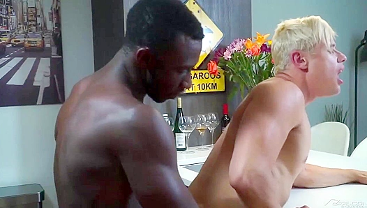 Bleached Boy Toy Alan Squirms on Parker Paynes Massive Black Cock - Steamy Anal Threesome