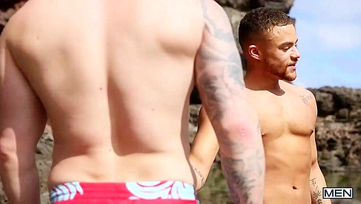 Beachside Orgy: Handsome Beaux Matt Angel Pound Me Mercilessly in Threesome Heat