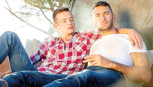 Falcons Scorching Rooftop Threeway: Logan Cross Brian Adams Share Unbridled Passion in