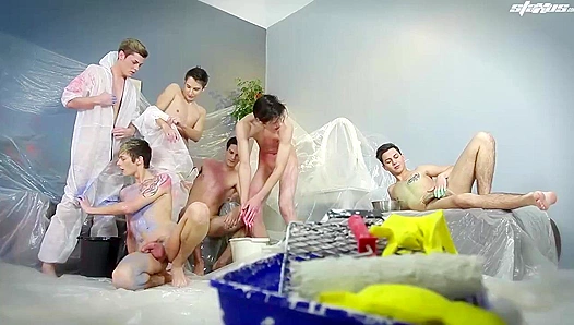 Connor Levi Jesse Magowans Hot Paint Job: Spurting Cum All Over Each Other