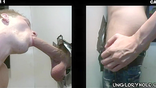 Glory Hole Threesome: Ryans Hung Mike Plows His Tight Ass While Roxy Sucks Them Deep