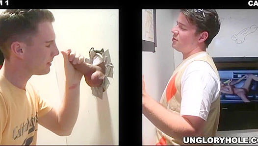 Steamy Gloryhole Encounter: Hot Hung Studs Trace Seth Engage in Lewd Oral Thrills