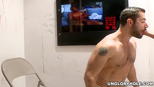 Blazing Glory Hole Rendezvous: Dean Monroe and Santiago Engage in a Sizzling Bareback