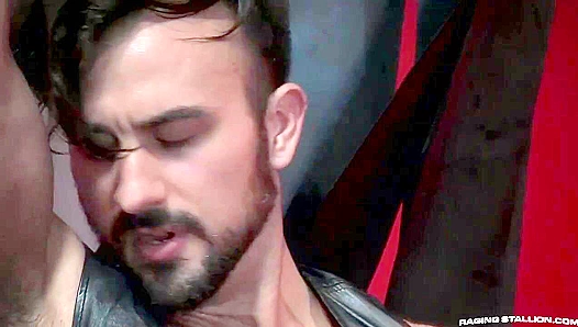 Leather Stallions Unleashed: Ricky Larkin and Mason Lear Engage in Raw Gay Sex