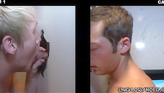 Zac Blake Sucks Haydens Thick Cock Raw Through Scorching Glory Hole - Hung Stud Gets Face