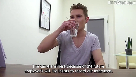 Steamy Audition Unleashes Innocent Twinks Hot Orgasm Directly into Glass - DirtyScout