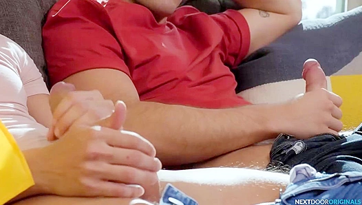Steamy Neighborhood Encounter Turns Into a Wild Threesome: Ryder Owens Des Irez Go All In
