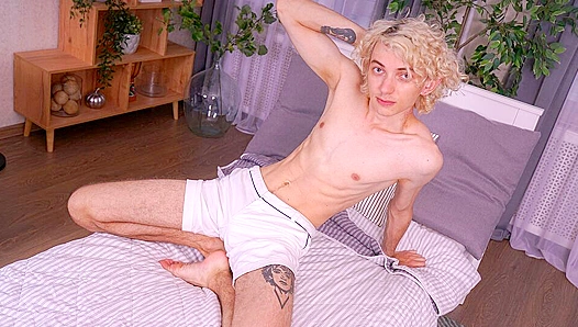 Seductive Solo Delight: Elios Bare Feet Caress His Naughty Toes - 18+