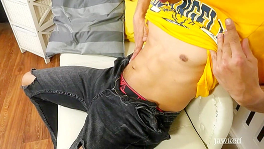 Miguels Tight Hole Pre Cum as He Bounces on That Massive Cock