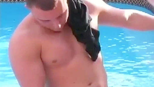 Anthonys Sun-Kissed Flesh Teases the Boys into a Steamy Poolside Circle Jerk Session –