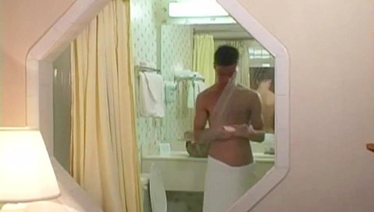 Brandon Banks Wild Shower Hookup: Grinding Naked Cock Against Curtain at Gay Rave Party