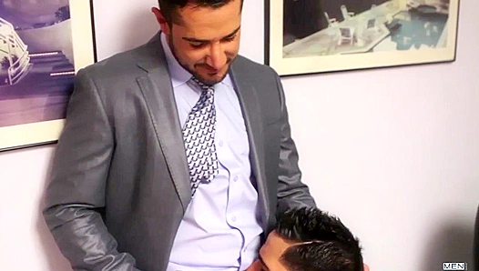 Steamy Office Encounter: Dean Monroe Topher DiMaggio Go All In on a Slick Anal Threesome