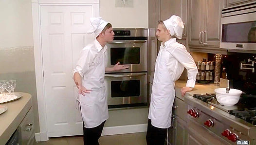James Ignites Passion in the Kitchen – Two Thick Cocks Throb Together – TinyGays 18+
