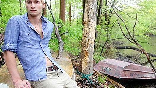 Rainy Afternoon Solo Fun: Handsome Max Carter Teases Plays with His Thick Cock on a