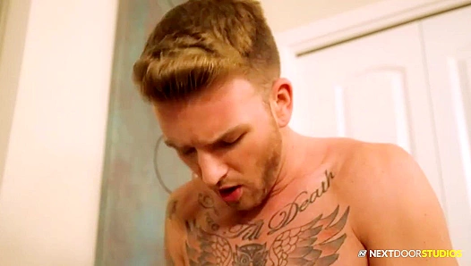Steamy Neighborly Thirst: Alex Tanner Craves Brett Beckhams Musky, Sweaty Cock Close-Up