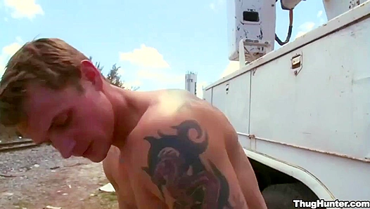 Trent Rock Gets Stacked at Trackside: Raw Thug Hunter Sex