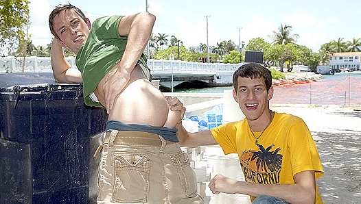 Wild Outdoor Threesome: JT Takes Control, Pounding Mikes Tight Hole as He Screams in