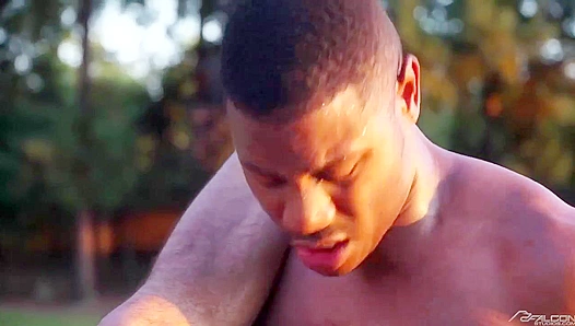 Seth Santaro Swallows Adonis Huge, Oozing Black Cock Under the Blazing Sun – 18+