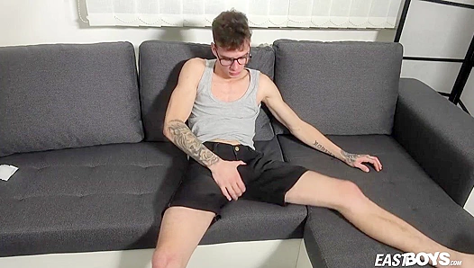 Flavios Pleasure Builds as Hands Fly Over Sensitive Cock, Moaning Raunchy to Release –