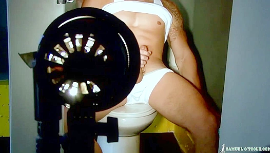 Muscular Stud Samuel OTool Flexes Hard Body in Brief Breaks Between Steamy Gay Scenes