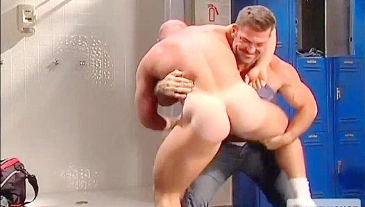 Beefy Bros Sizzling Showdown: Steamy Sweat-Soaked Threesome in the Locker Room – Hot