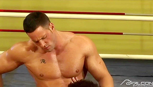 Erik Rhodes Gets Pounded Raunchily by Nathans Crew in Sweaty, Musky Ringside Fuck Fest