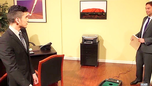 Rocco Reed Drives His Cock Deep into Lance Lucianos Tight Office Hole on First Encounter