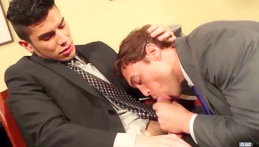Rocco Reed Drives His Cock Deep into Lance Lucianos Tight Office Hole on First Encounter