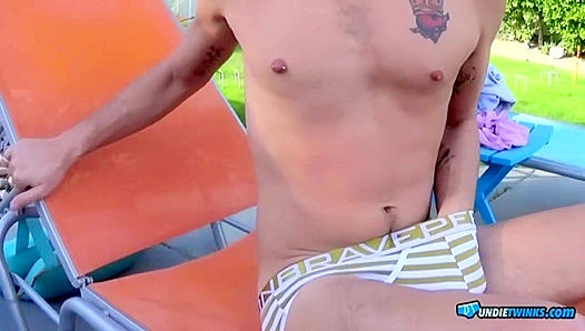 Justin Dean Teases With His Thick Hard-on in Tighty Whities – Naughty Twink Action
