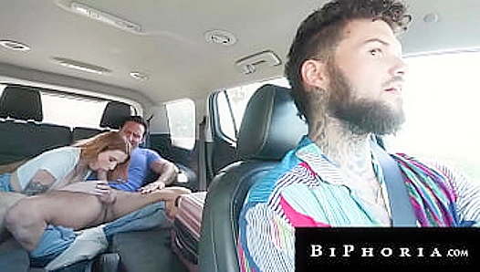 Bi Hunk Double Delight: Two Men Share Hitchhikers Tight Hole in Steamy Roadside Fuck –