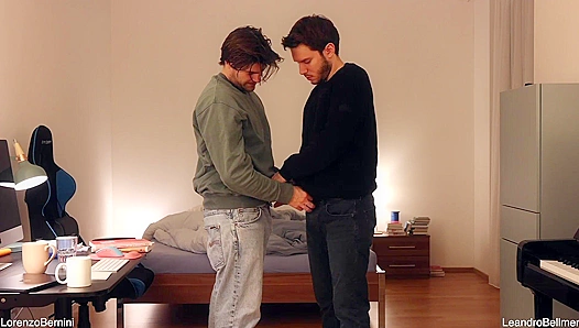 : Brothers Steamy Frottage Session Ignites Passion With Deep, Slick Tongue Kisses On Each