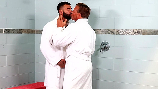 Muscular Studs Bare Back Bury Cock Deep Post Workout Shower Roughness