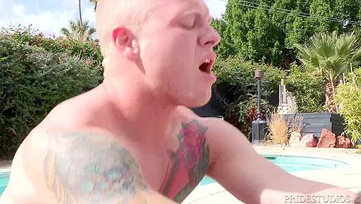 Neighborly Surprise: Muscle Daddy Catches Me Masturbating, Leads to Steamy Poolside