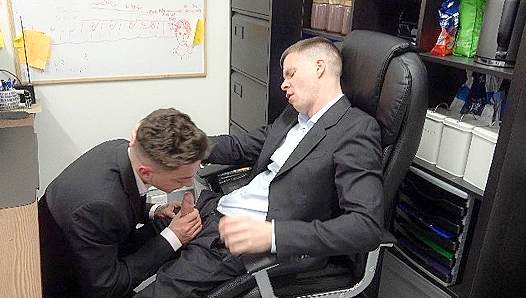 Slick Suit Seduction: Young Office Worker Takes on Deep Throat Action Walks Out Spunked