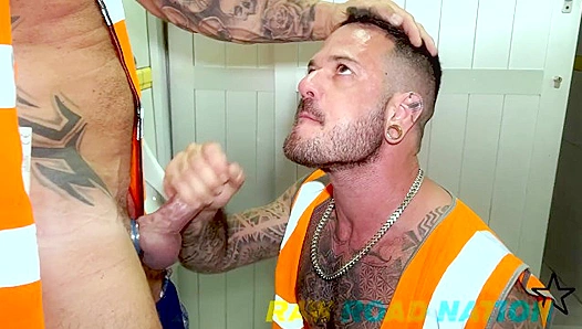 Steamy Stall Slinging: Dirty Dudes Trade Places for a Wild Bathroom Banging Session –