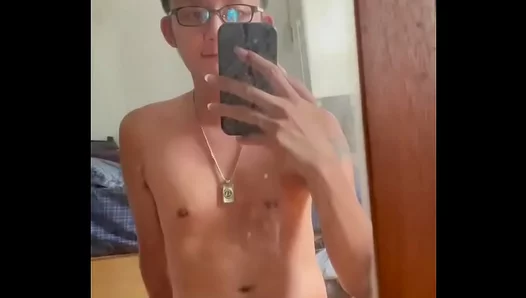 Steamy Solo Self-Love: Slender Asian Boy Masturbates to His Own Mirrored Desires – 18+