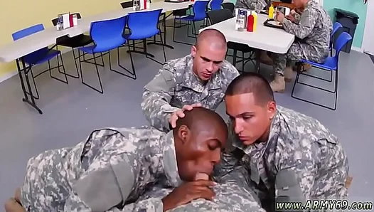 Intense Outdoor Threesome: Dominant Drill Sergeant Fucks Submissive Recruits Hard Under