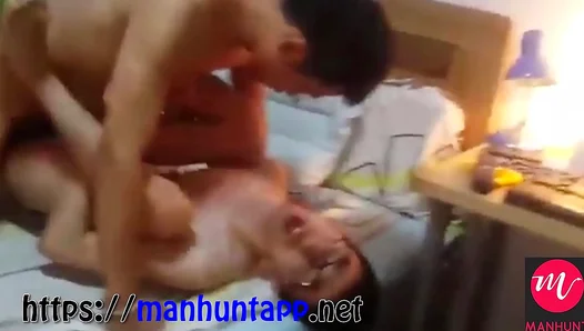 Steamy Grindr Encounter Leads to a Wild, Sweaty Anal Threesome - 18+