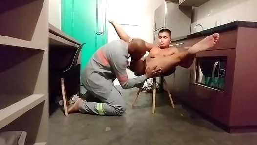 Asian Beef Slab Gets Hard Roughed Up by Insatiable White Construction Worker in Steamy