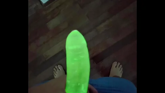 Neon Lights Illuminate Steamy Brazilian Solo in Darkened Condo