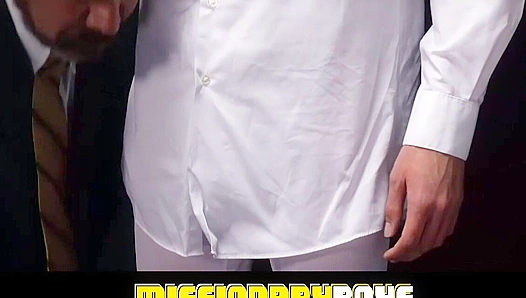 Daddy Lunds Pleasure Ignited as Blindfolded Submits to Raunchy DP by Hung Missionaries