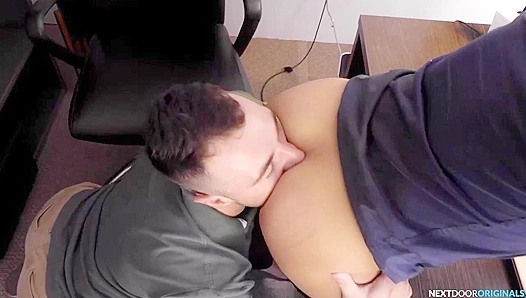 Beaux Banks Tight Ass Devoured by Michaels Hungry Tongue Before Riding His Thick Cock