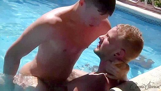 Tom Josh Lose Control in a Steamy Poolside Threesome: Deepthroat Blowjob Hardcore Sex
