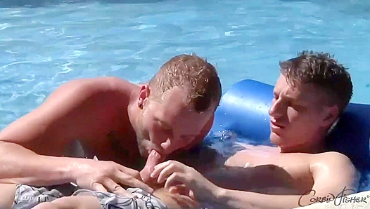 Tom Josh Lose Control in a Steamy Poolside Threesome: Deepthroat Blowjob Hardcore Sex