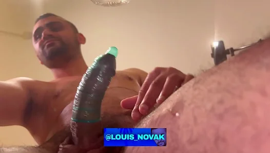 Bursting Load Unleashed: Thick-Dicked Stud Impales Fleshlight, Condom Overflows in