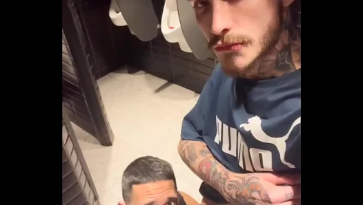 Steamy Stall Sex: Hung Studs Savor Intense Handjobs Throat-Fucking in the Boys Room -