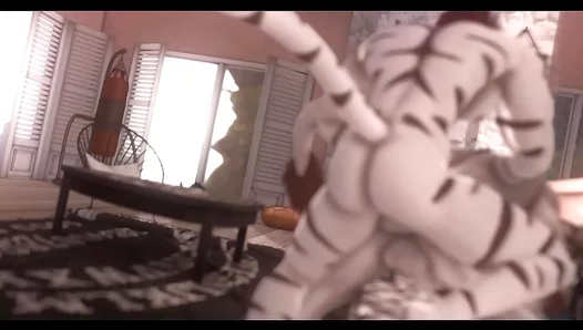 Intense Yiff Session: Furry Tiger Lover Devours Mans Muscles and Cock in Steamy 18+ Tryst
