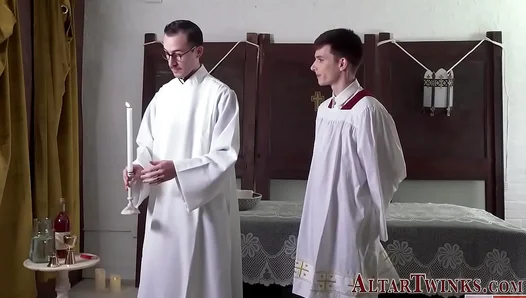 Young Altar Boys Holy Desecration: Priests Huge Shaft Fills Him Up