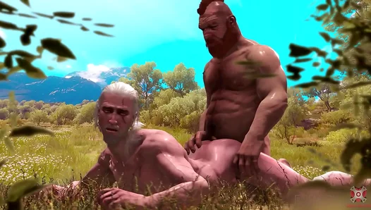 Geralts Outdoor Dominance: Riding Henrys Steamy, Sun-Kissed Bubble Butt